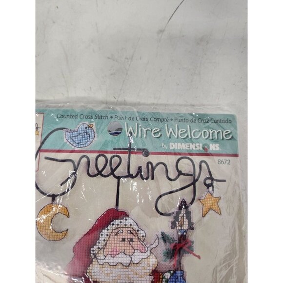 Dimensions Wire Welcome Santa Claus Snowman Greetings Counted Cross Stitch Kit - Picture 2 of 9